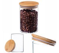 Kadax Glass Container With Bamboo Lid, Dishwasher Safe Storage Jars, Airtight Storage Jars, Storage Jar Storage Jar (Round 1040Ml)