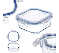 KADAX Glass Container with Lid, Food Container, Dishwasher Safe Food Container, Lockable Food Storage Container, Storage Container (Square 800 ml)