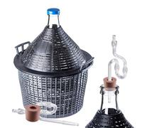 KADAX Glass Demijohn 10L, Transparent Carboy with Plastic Fermentation Airlock, Rubber Cork and Plastic Basket for Wine Making and Beer Brewing