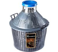 KADAX Glass Demijohn 10L, Transparent Carboy with Wide Opening and Plastic Basket for Wine Making and Beer Brewing, Airtight Container for Fermentation