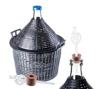 KADAX Glass Demijohn 20L, Transparent Carboy with Glass Fermentation Airlock, Rubber Cork and Plastic Basket for Wine Making and Beer Brewing