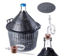 Kadax Glass Demijohn 20L, Transparent Carboy With Plastic Fermentation Airlock