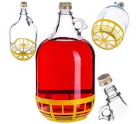 Kadax Glass Demijohn 5L, Transparent Carboy With Plastic Basket For Wine Making