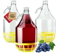 Kadax Glass Demijohn 5L, Transparent Carboy With Plastic Basket For Wine Making, Airtight Container For Fermentation