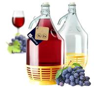 KADAX Glass Demijohn 5L, Transparent Carboy with Plastic Basket for Wine Making, Airtight Container with Swing Top for Fermentation, Brewing (Set of 2)