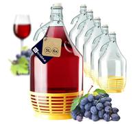 KADAX Glass Demijohn 5L, Transparent Carboy with Plastic Basket for Wine Making, Airtight Container with Swing Top for Fermentation, Brewing (Set of 6)