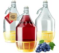 Kadax Glass Demijohn 5L, Transparent Carboy With Plastic Basket For Wine Making (Set Of 6)