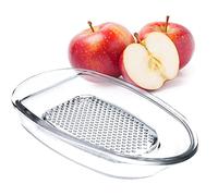KADAX Glass Fruit Grater, Oval Apple Grater, Grater for Baby Food, Apple Grater, Glass Grater, Raw Grater, Ginger Grater, Grater Plate (L: 22.2 cm, Transparent)