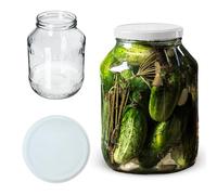 KADAX Glass Jar 2.5L, Round Preserving Jar with Wide Mouth, Perfect for Fermenting, Pickling Cucumbers (1 Jar, White Lid)