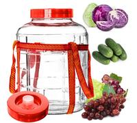 Kadax Glass Jar 8L, Large Fermentation Jar With Plastic Lid, Airlock And Wide Mouth Opening, Airtight Jar For Pickling