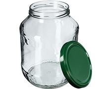 KADAX Glass Jars 1.7 L, Large Jars with Wide Mouth for Preserving, Pickling and Fermenting, Storage Jars for Pickles and Sauerkraut (Green Lids)