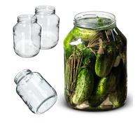 KADAX Glass Jars 2.5 L, Round Preserve Storage Jars with Wide Mouth, Large Preserving Jars for Fermenting, Pickling Cucumbers (Set of 2, Without Lids)