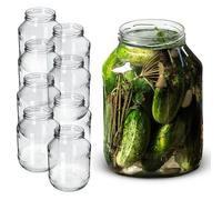 KADAX Glass Jars 2.5 L, Round Preserve Storage Jars with Wide Mouth, Large Preserving Jars for Fermenting, Pickling Cucumbers (Set of 8, Without Lids)