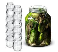 KADAX Glass Jars 2.5 L, Round Preserve Storage Jars with Wide Mouth, Large Preserving Jars for Fermenting, Pickling Cucumbers (Set of 12, Without Lids)