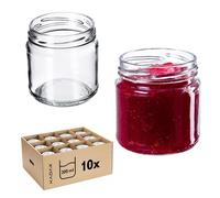 KADAX Glass Jars 200 ml, Small Preserving Jars with Wide Mouth for Homemade Jam and Honey, Jars for Storing Spices and Herbs (Without Lids, Set of 10)