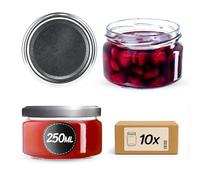 KADAX Glass Jars 250 ml, Small Preserving Jars with Metal Lids for Homemade Jam, Marmalade and Honey, Jars for Storing Spices and Herbs (Silver Lids, Set of 10)