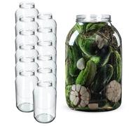 KADAX Glass Jars 4 L, Large Jars with Wide Mouth for Preserving, Pickling and Fermenting, Storage Jars for Pickles and Sauerkraut (Set of 12, Without Lids)