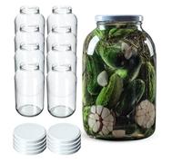 KADAX Glass Jars 4 L, Large Jars with Wide Mouth for Preserving, Pickling and Fermenting, Storage Jars for Pickles and Sauerkraut (Set of 8, White Lids)