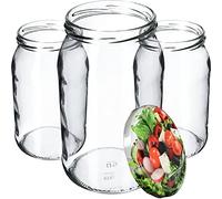 KADAX Glass Jars 900 ml, Preserving Jars with Airtight Lids for Storing Homemade Jams, Marmalades, Pickles and Sauerkraut (Vegetables, Set of 24)