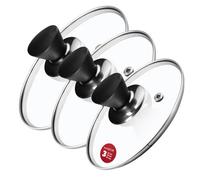 Kadax Glass Lid With Comfortable Black Handle For Pots, Saucepans And Frying Pans (16 + 18 + 20 Cm, Black Matte Handle)