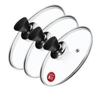 Kadax Glass Lid With Comfortable Black Handle For Pots, Saucepans And Frying Pans (22 + 26 + 30 Cm, Black Matte Handle)