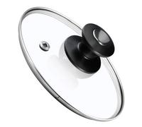 Kadax Glass Lid With Comfortable Silver Handle For Pots, Saucepans And Frying Pans, Glass Lid For Pot (Black, 16 Cm)