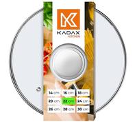 KADAX Glass Lid with Comfortable Silver Handle for Pots, Saucepans and Frying Pans, Heat-Resistant Lid with Steam Vent for Kitchen Cookware (22 cm)
