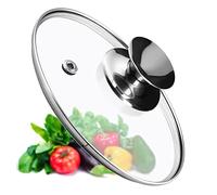 KADAX Glass Lid with Comfortable Silver Handle for Pots, Saucepans and Frying Pans, Heat-Resistant Lid with Steam Vent for Kitchen Cookware (14 cm)