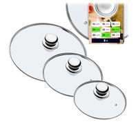 KADAX Glass Lid with Comfortable Silver Handle for Pots, Saucepans and Frying Pans, Heat-Resistant Lid with Steam Vent (Set of 3: 20 cm, 24 cm, 28 cm)