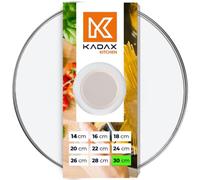 KADAX Glass Lid with Silicone Handle, Heat Resistant Lid for Pots and Saucepans, Durable Lid with Steam Vent, Transparent Cooking Lid (Beige, 30 cm)