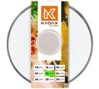 KADAX Glass Lid with Silicone Handle, Heat Resistant Lid for Pots and Saucepans, Durable Lid with Steam Vent, Transparent Cooking Lid (Beige, 22 cm)