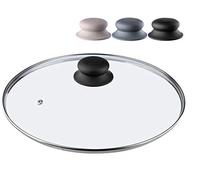 KADAX Glass Lid with Silicone Handle, Heat Resistant Lid for Pots and Saucepans, Durable Lid with Steam Vent, Transparent Cooking Lid (Black, 26 cm)