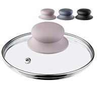 KADAX Glass Lid with Silicone Handle, Heat Resistant Lid for Pots and Saucepans, Durable Lid with Steam Vent, Transparent Cooking Lid (Beige, 16 cm)