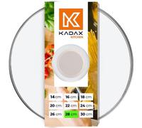 KADAX Glass Lid with Silicone Handle, Heat Resistant, Transparent, Steam Vent, Beige, 28 cm