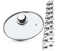 KADAX Glass Lid with Steel Handle, Heat Resistant Lid for Pots and Frying Pans, Durable Lid with Steam Vent in Various Sizes (⌀ 24 cm)