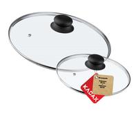 Kadax Glass Lids, Heat Resistant Lids With Plastic Handles, Universal Lids With Steam Vents (20 + 28 Cm)