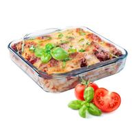 Kadax Glass Loaf Tin Transparent King Cake Tin Robust Cake Mould With Thick Base Casserole Dish Baking Mould (Square 30 X 25 Cm)