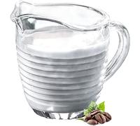 KADAX Glass Milk Jug, Transparent Pitcher with Spout and Handle, Small Cream Jug for Coffee, Elegant Serving Dish for Dining Table, Gravy Jug, Kitchen Tableware (200 ml, Stripes)