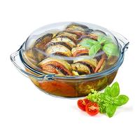 KADAX Glass Roaster, Casserole Dish with Lid - Heat-resistant Glass, Fireproof Vessel for Lasagna, Vegetable Stew - Round, 2.4 L