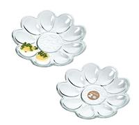 KADAX Glass Serving Platter for Deviled Eggs, Transparent Eggs Holder for Easter Breakfast, Elegant Tray for Boiled Eggs, Decorative Plate (Set of 2)