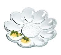 KADAX Glass Serving Platter for Nine Deviled Eggs, Transparent Eggs Holder for Easter Breakfast, Elegant Tray for Boiled Eggs, Decorative Egg Plate