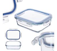 Kadax Glass Storage Jars, Dishwasher-Safe Storage Containers With Lid, Food Containers With Klick-It Function (Rectangular 1040Ml)