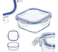 Kadax Glass Storage Jars, Dishwasher Safe Storage Containers With Lid, Food Storage Containers, Klick-It Function (Square 800 Ml)