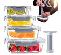 KADAX Glass Vacuum Containers, Set of 4, Airtight Food Storage Containers with Vacuum Lid & Hand Pump, Glass Container for Food, Vacuum Containers, Vacuum Containers, Vacuum Boxes