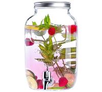 Kadax Glass Water Dispenser, 4 L, Metal Lid, Transparent, Silver