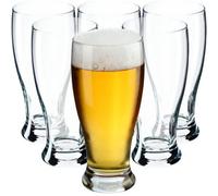 Kadax Glasses, 565 Ml Wheat Glasses, Drinking Glasses, Durable Mug With Stable Base, Wheat Glasses For, Drinks (6 X 565 Ml)