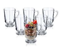 KADAX Coffee Glasses 300 ml, Transparent Glassware for Water and Juice, Drinking Glasses with Handle for Latte, Elegant Tea Cups (Set of 6)