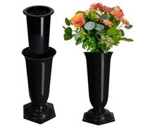 Kadax Grave Vase, Plastic Memorial Vase, Weatherproof Grave Flower Holder For Cemetery (13Cm, Black)