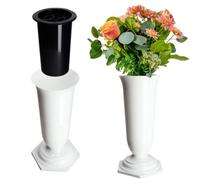 Kadax Grave Vase, Plastic Memorial Vase, Weatherproof Grave Flower Holder For Cemetery (13Cm, White)