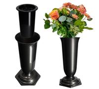 Kadax Grave Vase, Plastic Memorial Vase, Weatherproof Grave Flower Holder For Cemetery (15,5Cm, Graphite)